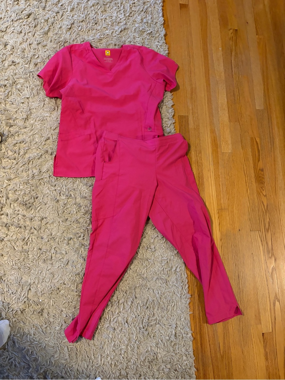 Wonder Wink Women’s Hot Pink Scrub Top & Pants Set